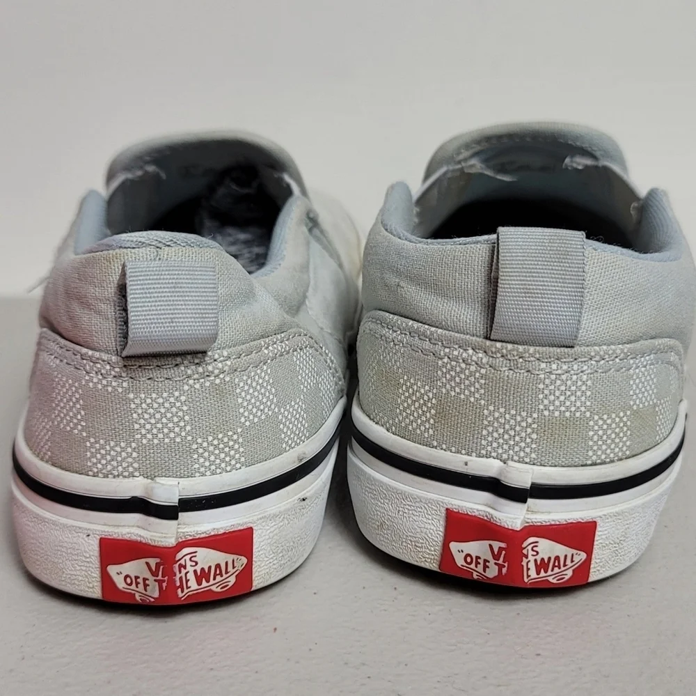 Vans Little girls Slip On Sz 4 Blue Chequered Plaid Slip On Shoes